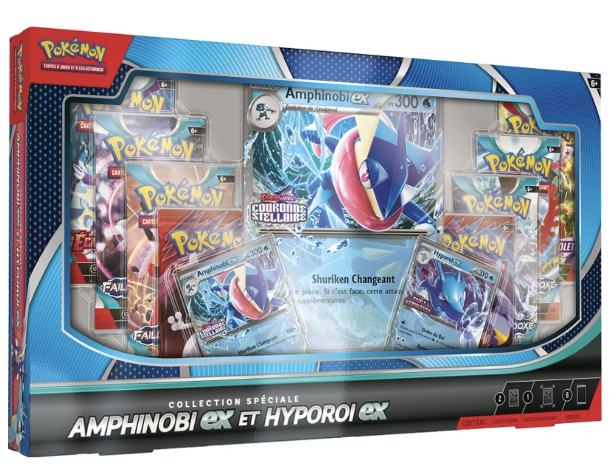 Dispo Pokémon – SmythToys – Coffret Collection Spéciale Amphinobi Ex et Hyporoi Ex à 49€99 !